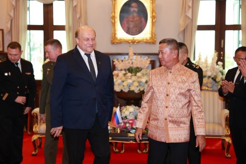 รัฐมนตรีว่าการกระทรวงกลาโหม ให้การต้อนรับ นาย Evgeny Tomikhin เอกอัครราชทูตสหพันธรัฐรัสเซียประจำประเทศไทย